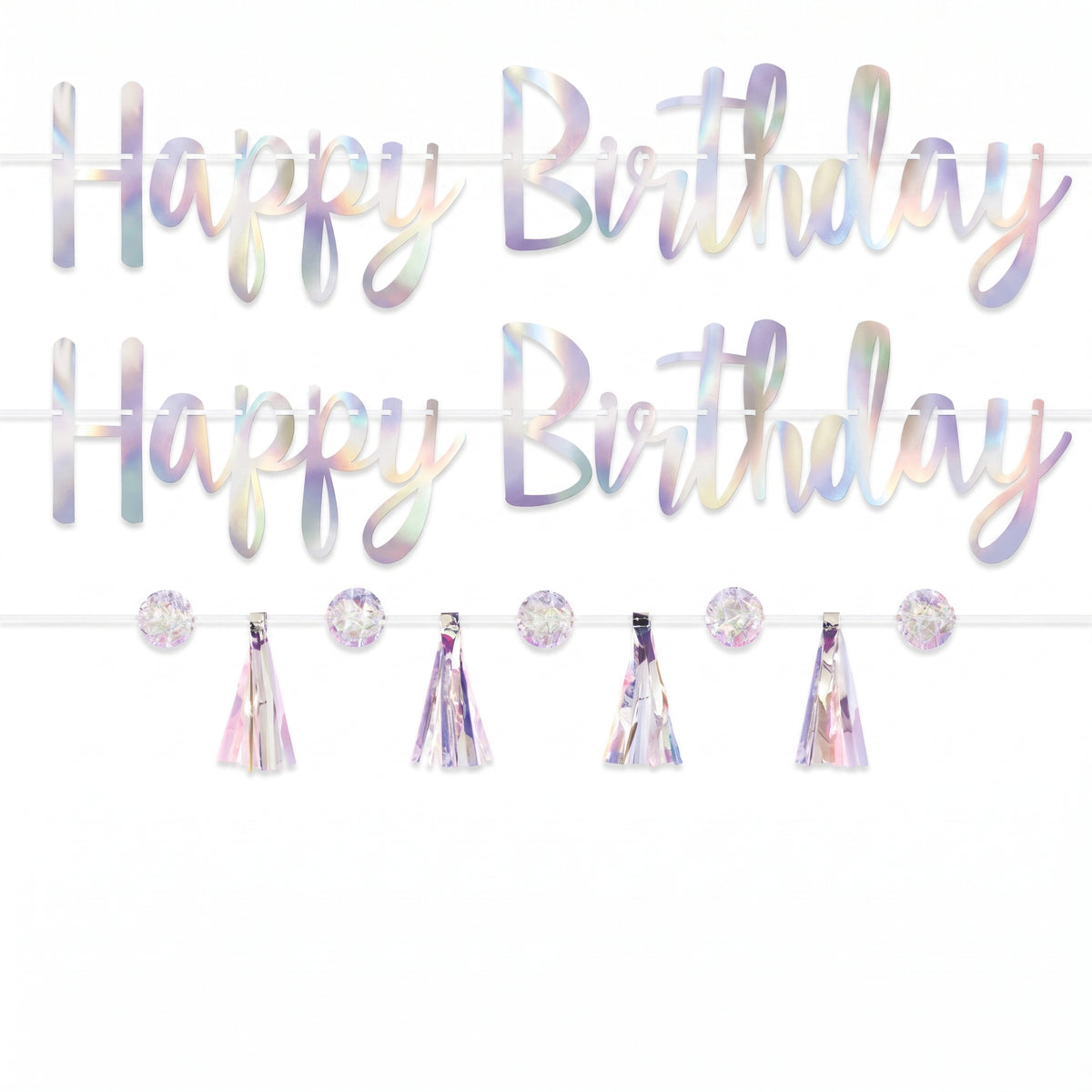 Iridescent "Happy Birthday" Luminous Letter Banner
