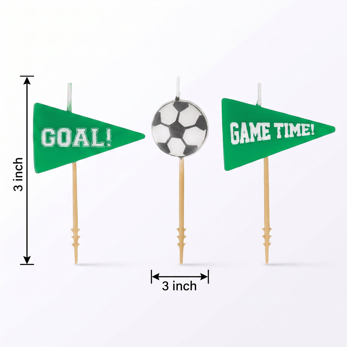 Goal Getter Soccer Birthday Candle Set, 3-Inch, 6-Pack