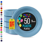 9 in. Light Blue Plastic Plates | 50 Count