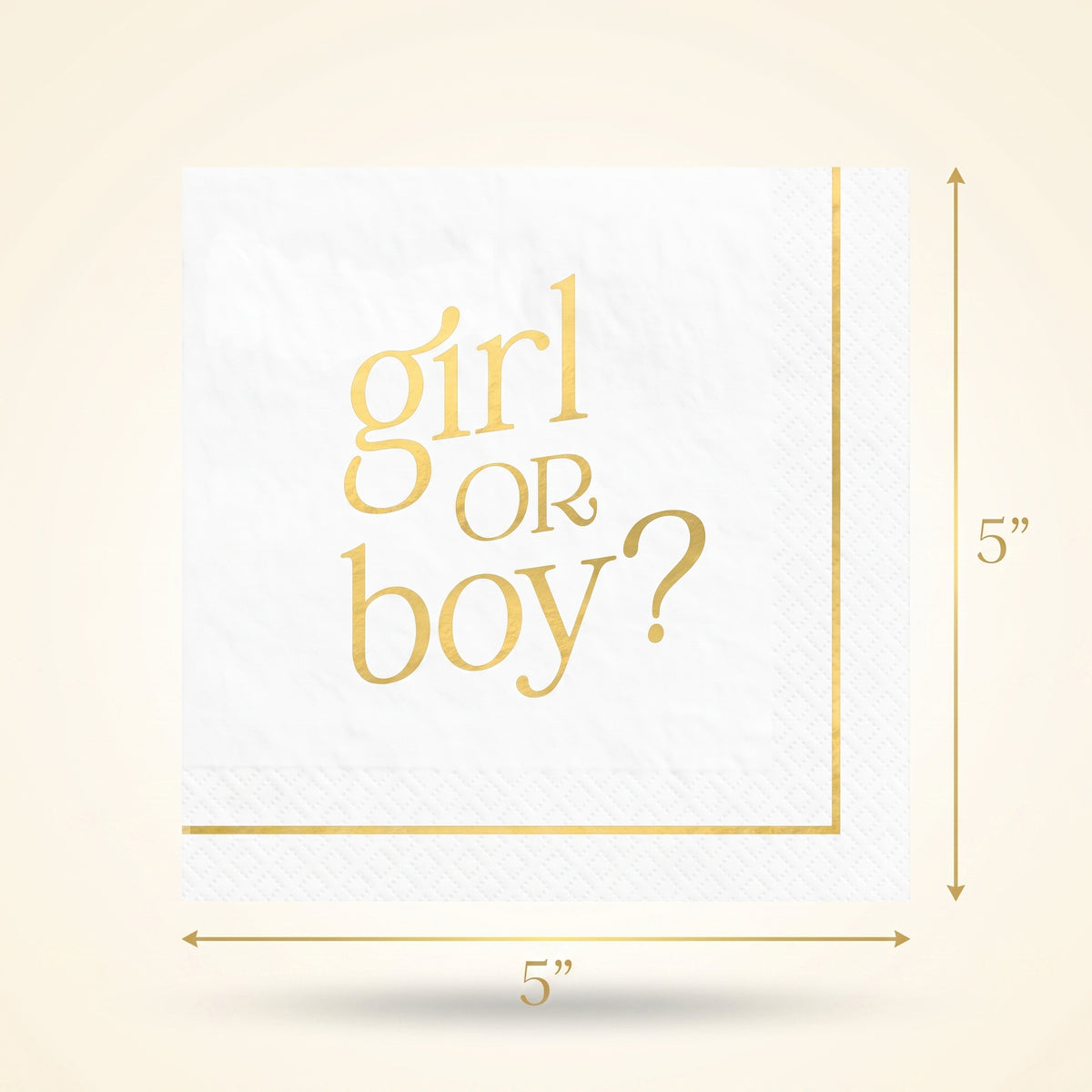 Gold "Girl or Boy?" Gender Reveal Beverage Napkins - 16ct - 5 In. X 5 In.