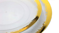 8 In. Gold Scratched Design Plastic Plates | 10 Count