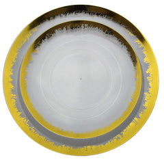 8 In. Gold Scratched Design Plastic Plates | 10 Count