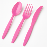 Bright Pink Plastic Cutlery Set - 7.5 in. - 32 ct