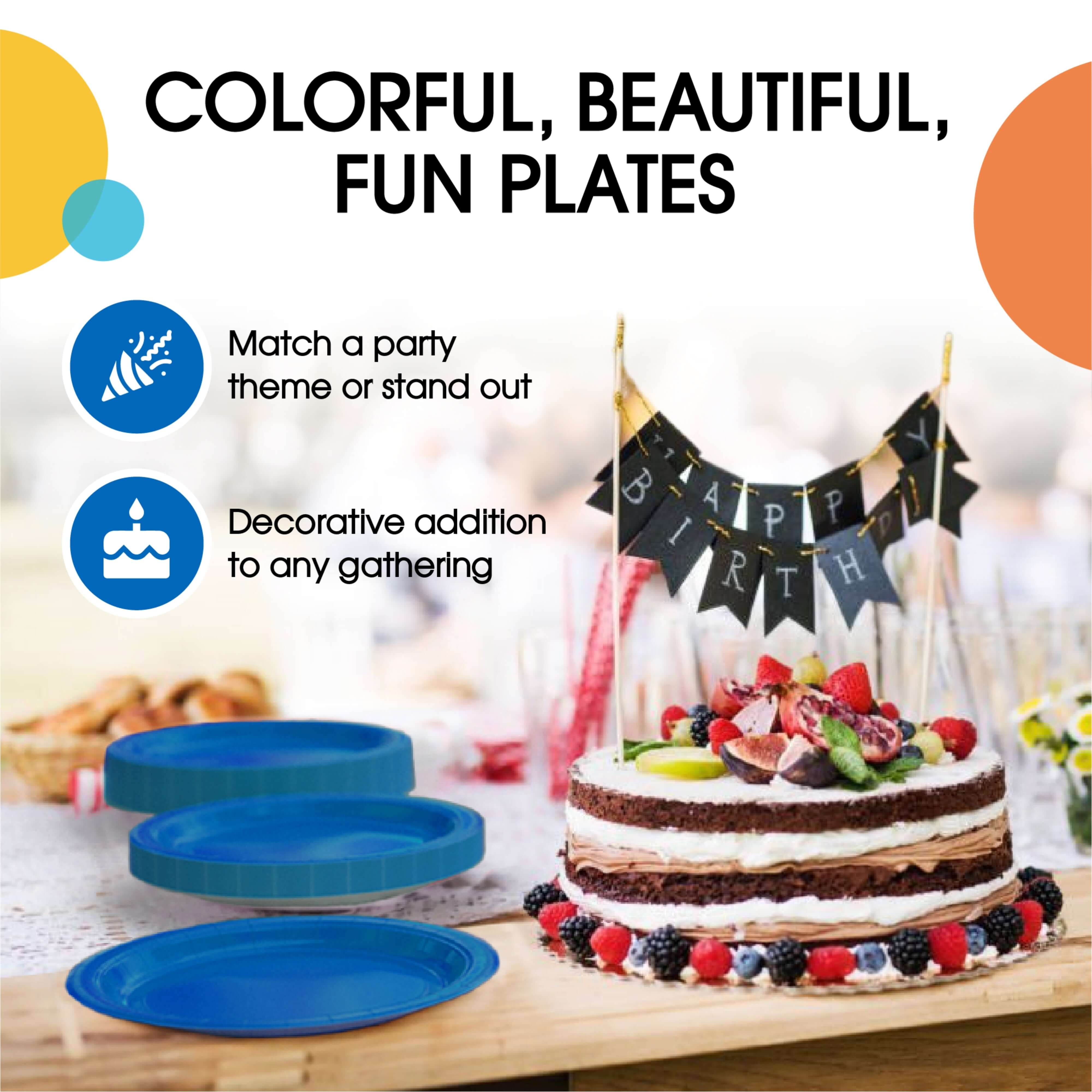 7 In. Dark Blue Paper Plates - 50 Ct.