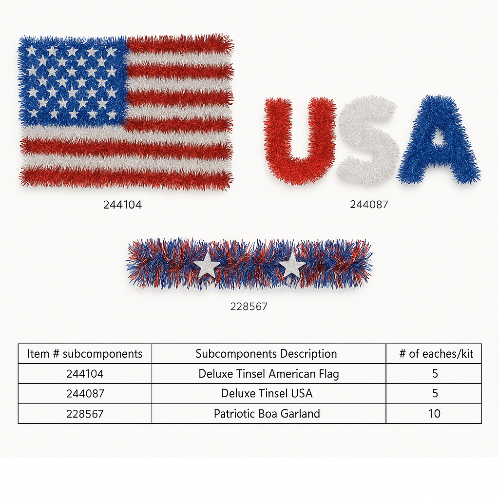 Patriotic Tinsel Decoration Kit