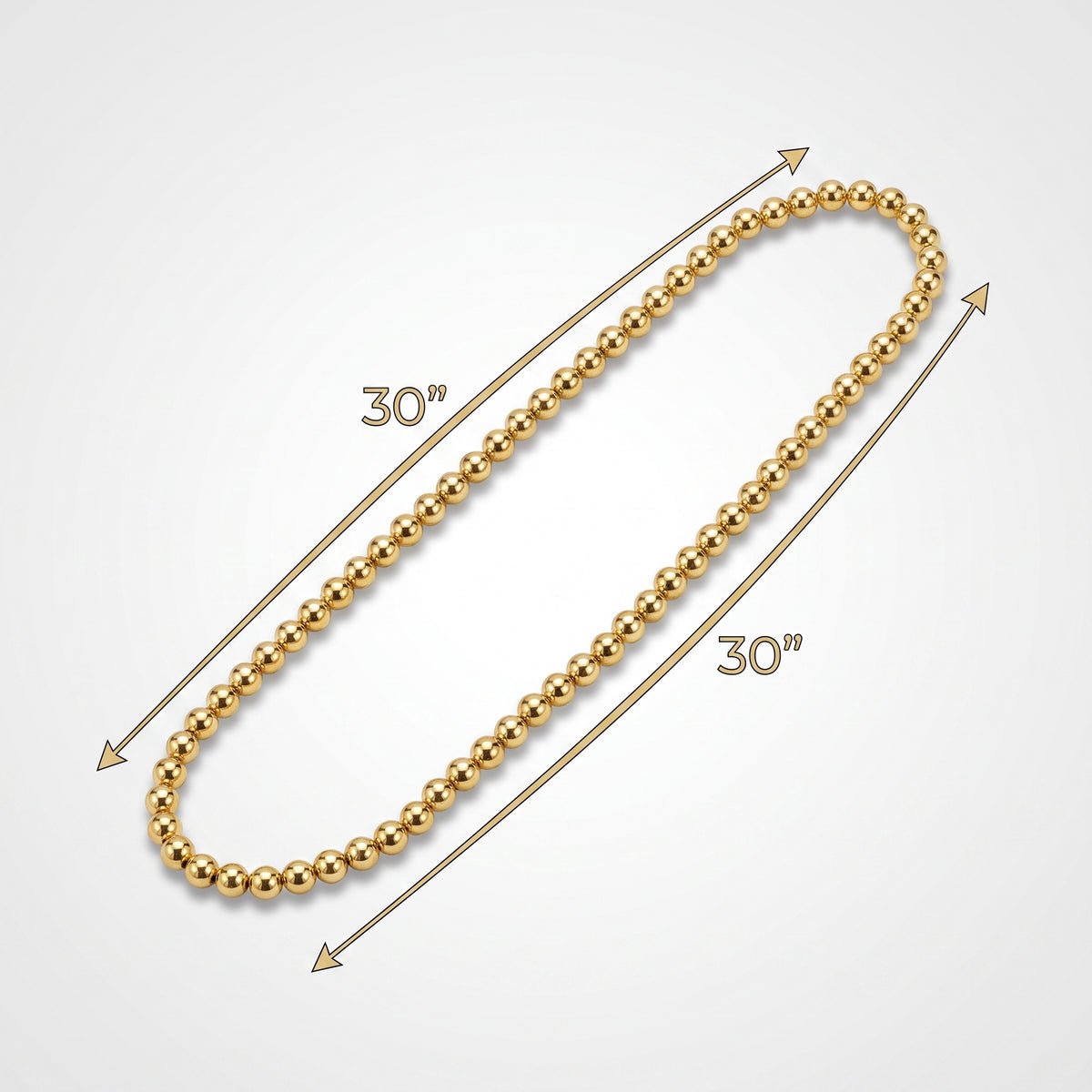 Gold Metallic Bead Necklace - 30 In.