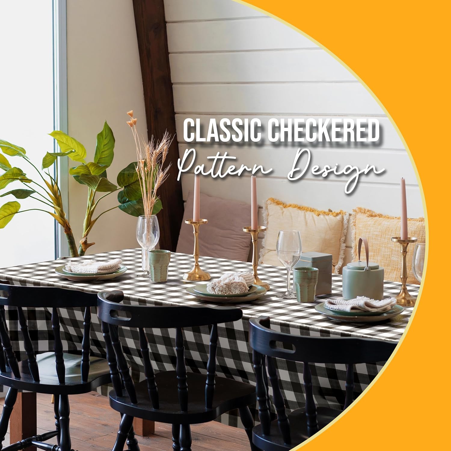 Black Gingham Plastic Table Covers | 12 Pack - 54 In. x 108 In.