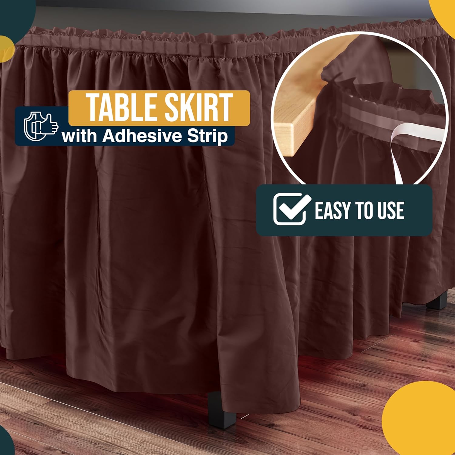 Brown Plastic Table Skirt | 6 Pack - 168 in. x 29 in.