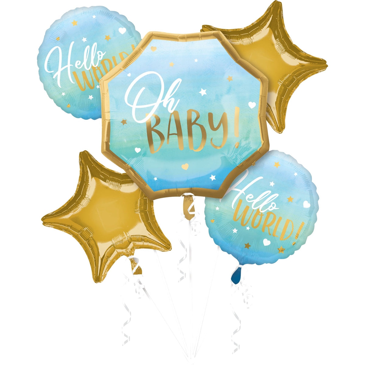 Blue Baby Boy Foil Balloon Bouquet - 5 Piece Set