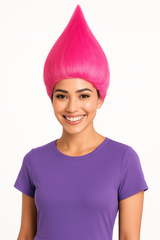 Vibrant Pink Trolls Wig - Perfect for Halloween Fun