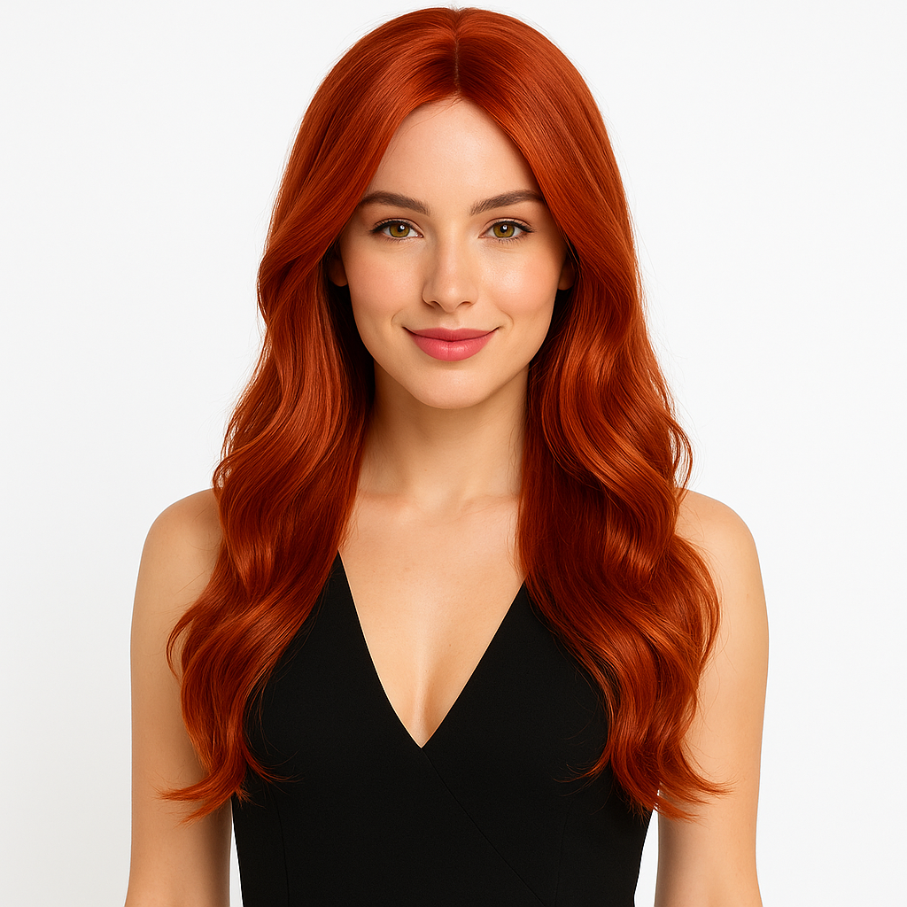 Fiery Hot Honey Red Long Wavy Halloween Wig