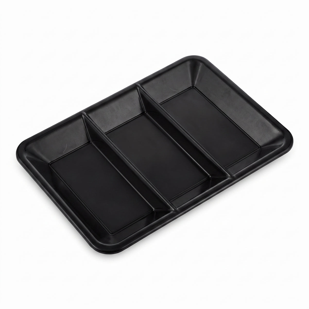 Black Plastic Compartment Serving Tray - 9.5" x 14.25"