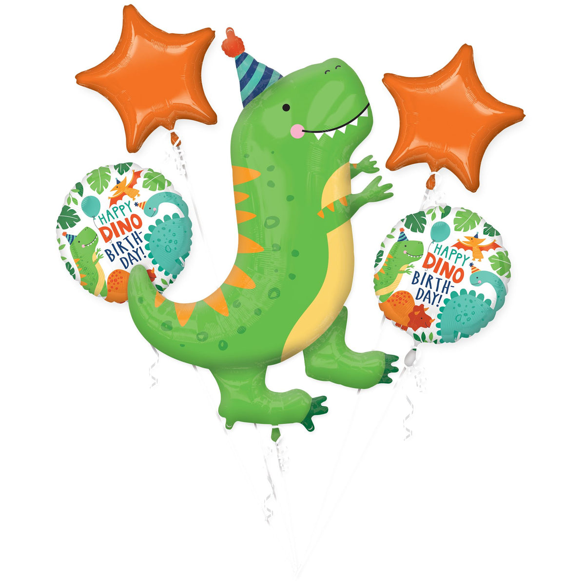 Dinomite Dinosaur Birthday Foil Balloon Bouquet - 5 Piece Set