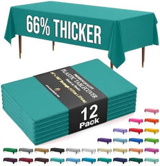 Premium Teal Plastic Table Covers | 12 Pack | 54 in. x 108 in.