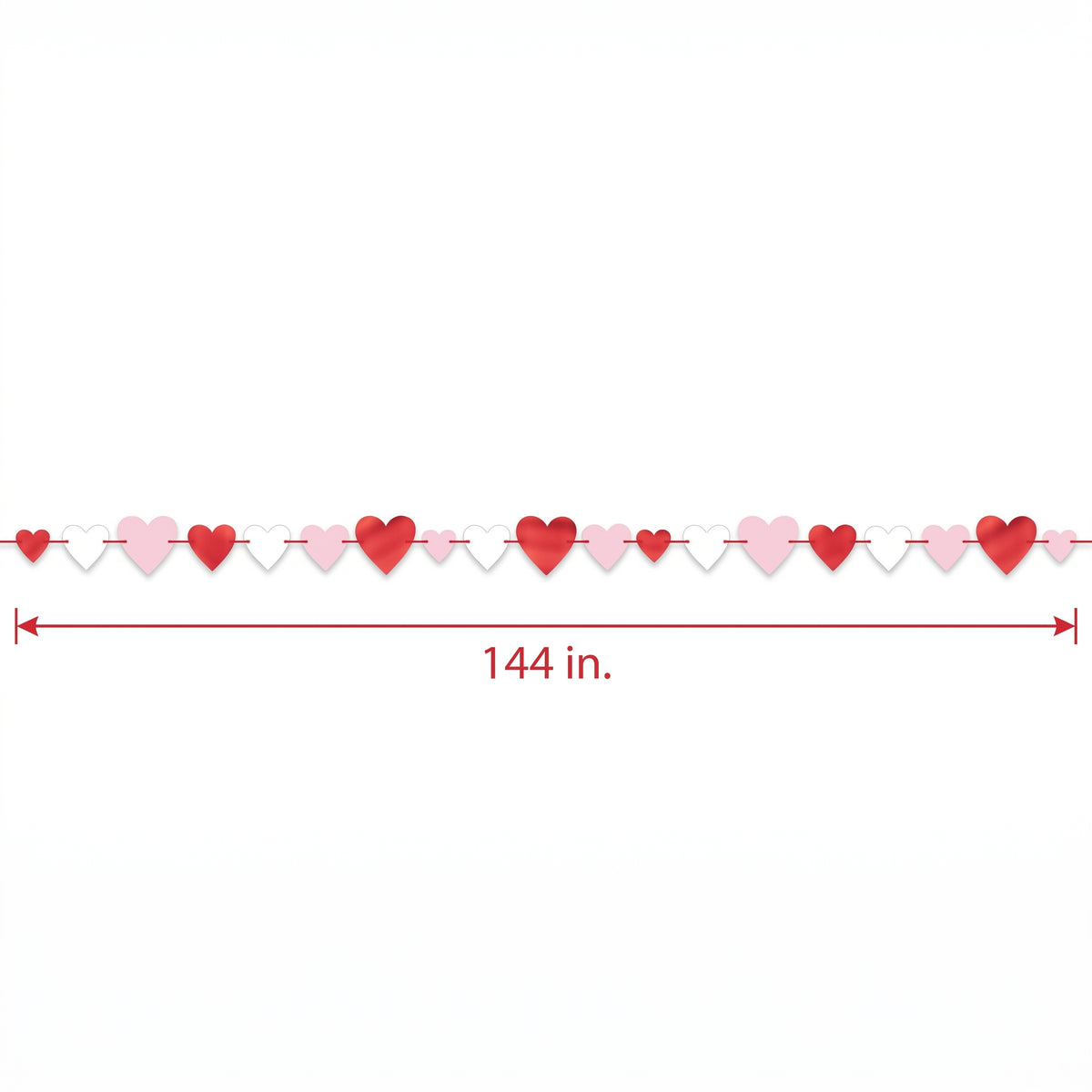 Valentine's Day Heart Garland Decoration, 12-ft