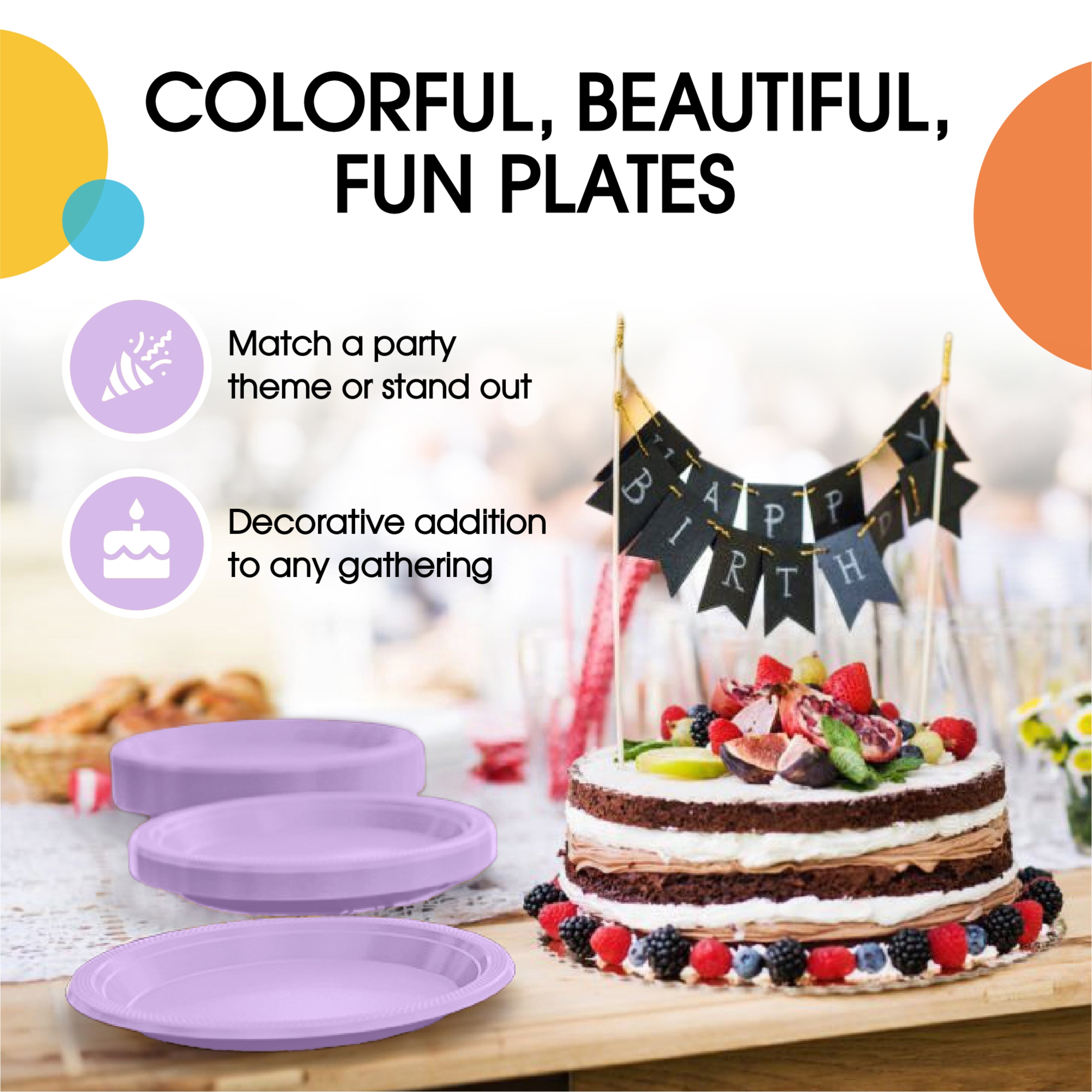 7 In. Lavender Plastic Plates | 100 Count