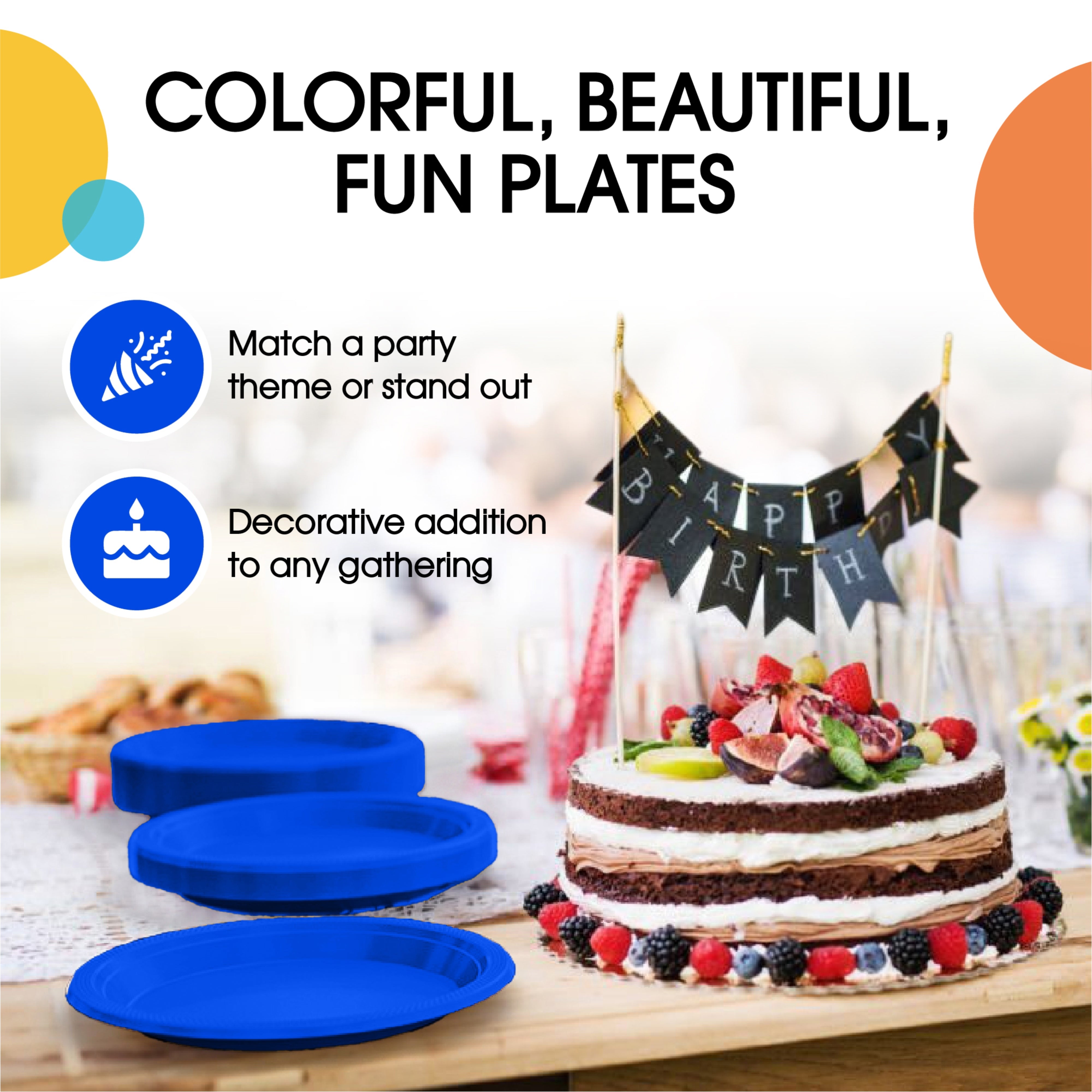 10 In. Dark Blue Plastic Plates | 100 Count