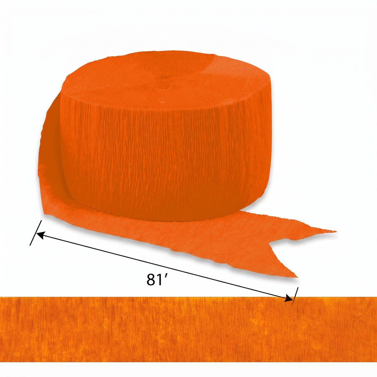 Orange Crepe Streamer - 81 ft.