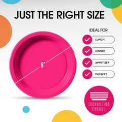 9 In. Cerise Plastic Plates | 50 Count