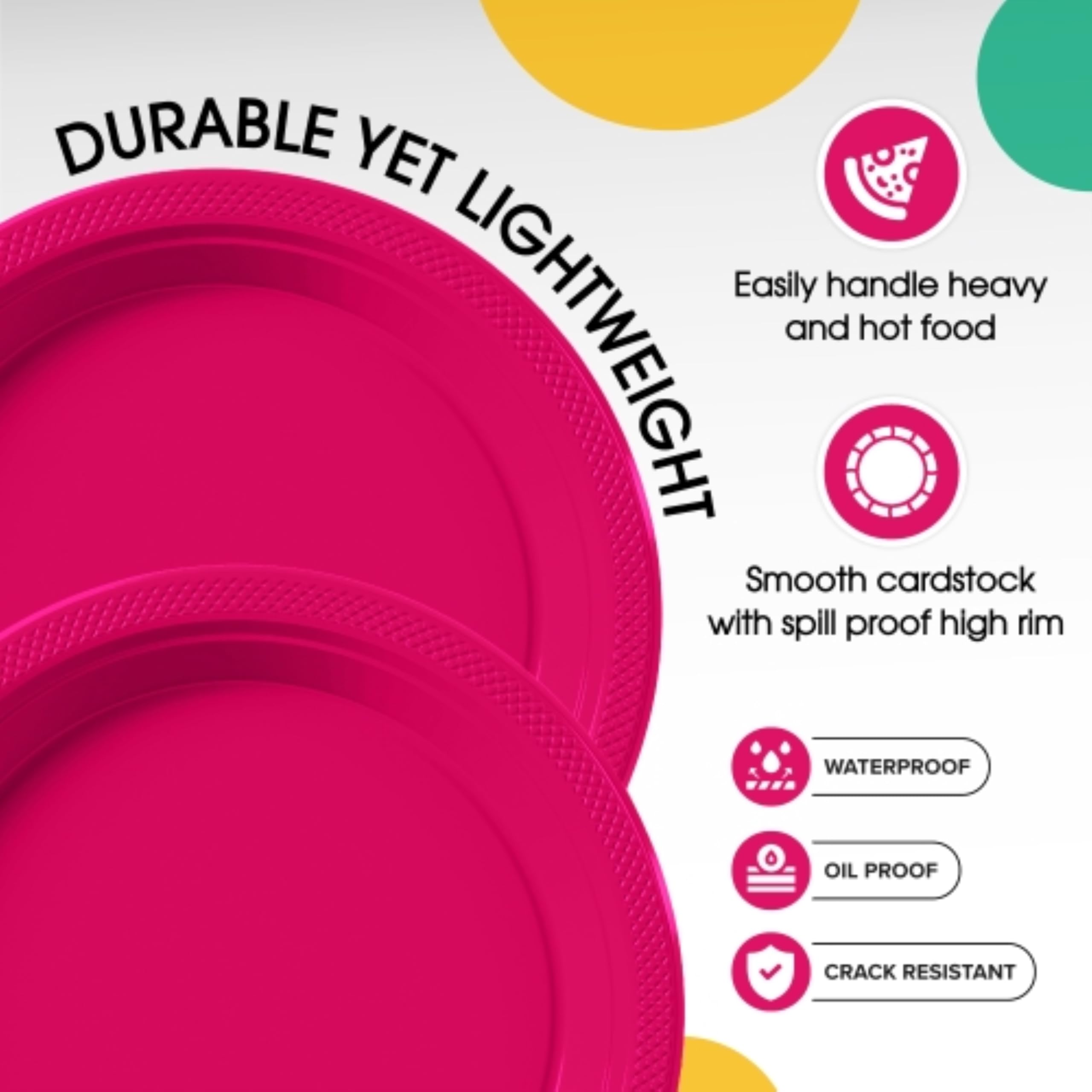 9 In. Cerise Plastic Plates | 50 Count
