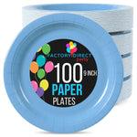 9 In. Light Blue Paper Plates | 100 Count
