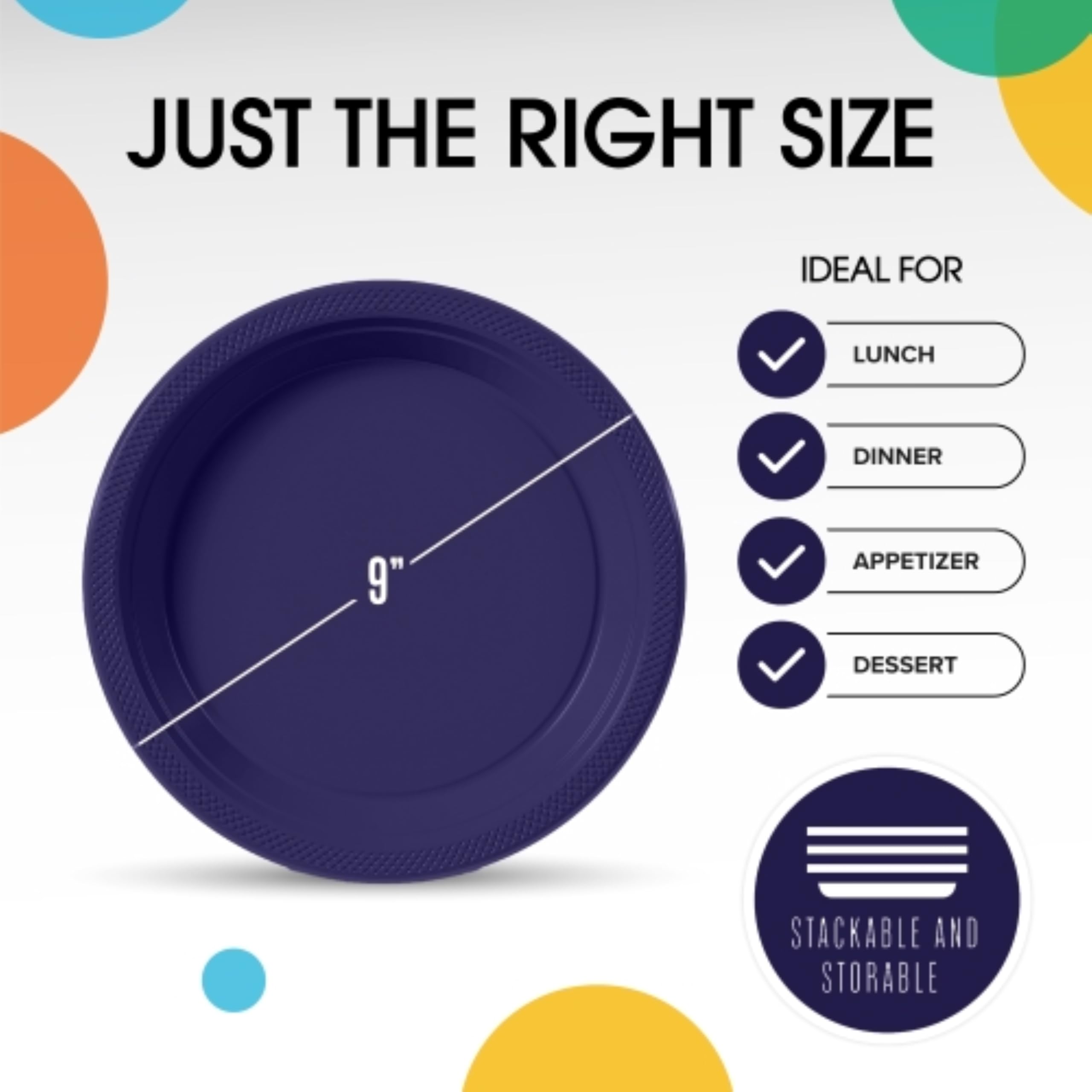 9 In. Navy Plastic Plates | 50 Count