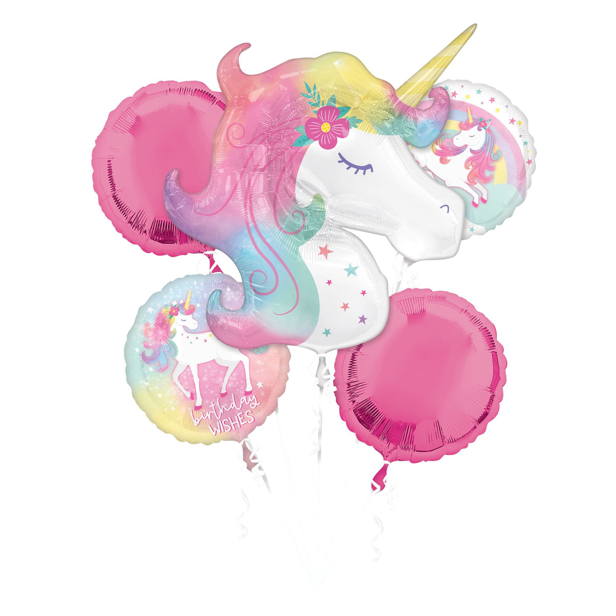 Enchanted Unicorn Foil Balloon Bouquet - 5 Piece Set