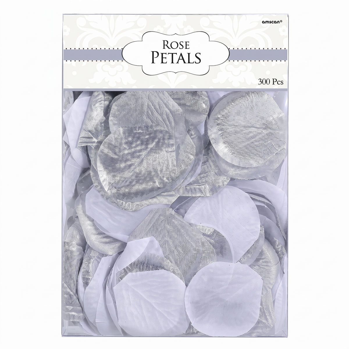 Elegant Silver Fabric Rose Petal Decorations - 300 Pack