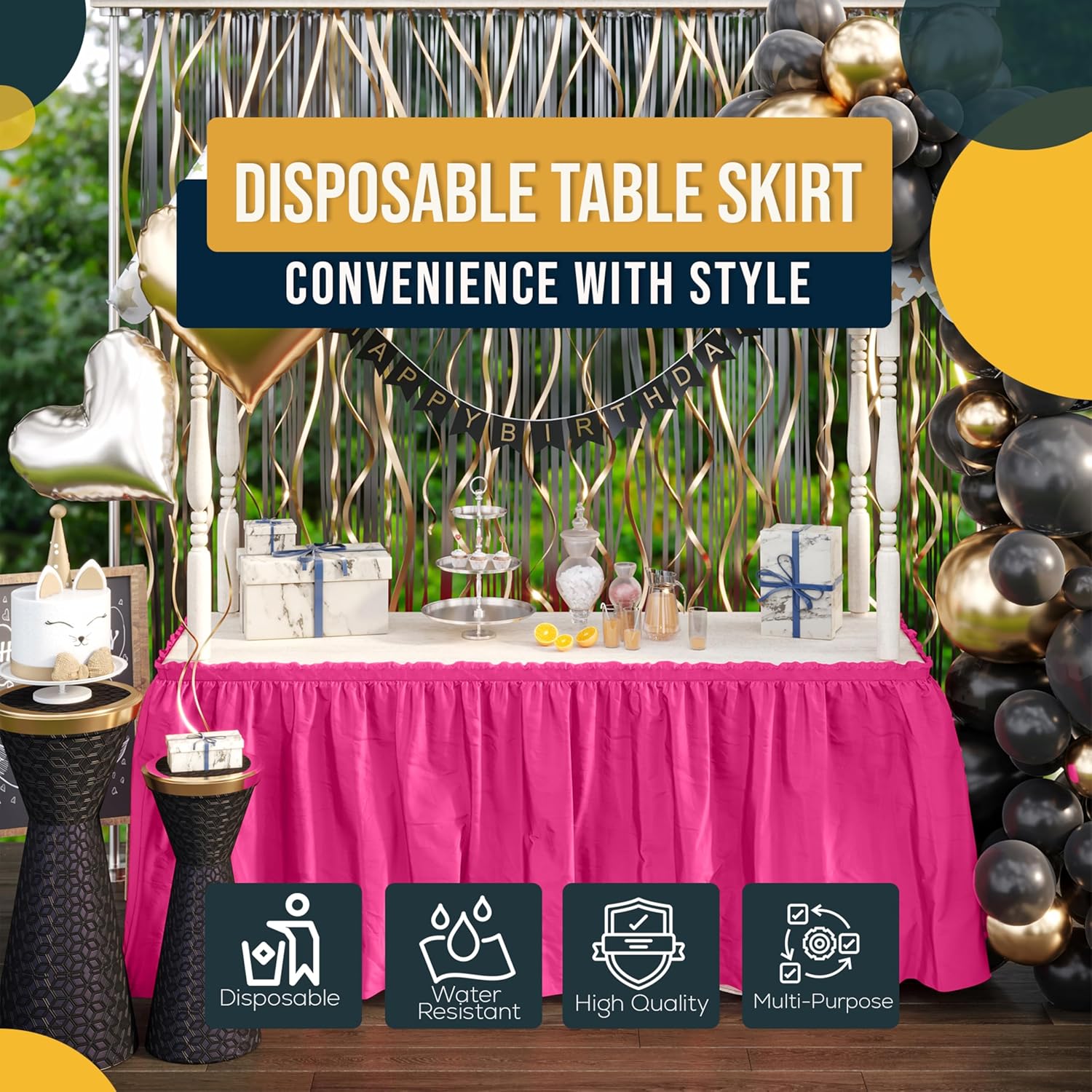 Cerise Plastic Table Skirt | 6 Pack - 168 in. x 29 in.