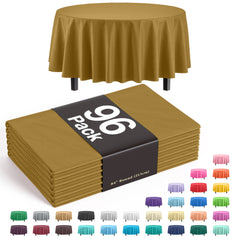 Premium Round Gold Plastic Table Cover | Case of 96