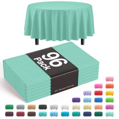Premium Round Mint Plastic Table Cover | Case of 96