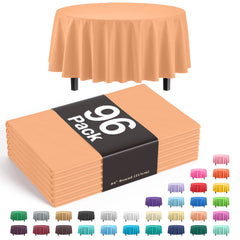 Premium Round Peach Plastic Table Cover | Case of 96