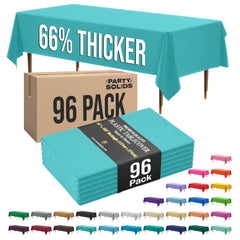 Premium Aqua Blue Plastic Table Cover | Case of 96 | 54 in. x 108 in.