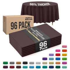 Premium Round Brown Plastic Table Cover | 84 in. | Case of 96