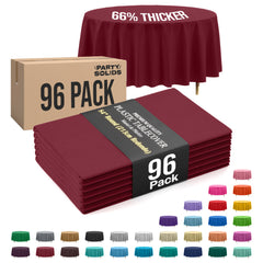 Premium Round Burgundy Plastic Table Cover | 84 in. | Case of 96
