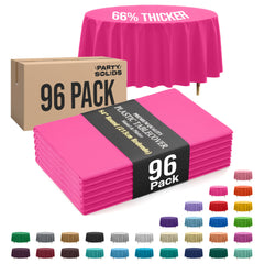 Premium Round Cerise Plastic Table Cover | 84 in. | Case of 96