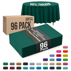 Premium Round Dark Green Plastic Table Cover | 84 in. | Case of 96