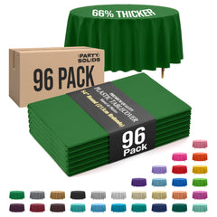 Premium Round Emerald Green Plastic Table Cover | 84 in. | Case of 96