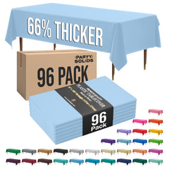 Premium Light Blue Plastic Table Cover | Case of 96 | 54 in. x 108 in.