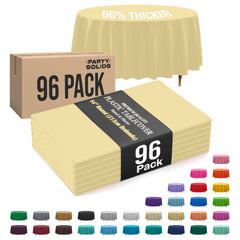 Premium Round Light Yellow Plastic Table Cover | 84 in. | Case of 96