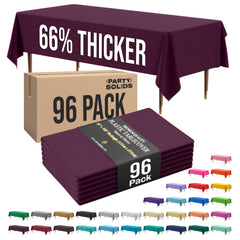 Premium Plum Plastic Table Cover | 54 in. x 108 in. | Case of 96