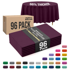 Premium Round Plum Plastic Table Cover | 84 in. | Case of 96