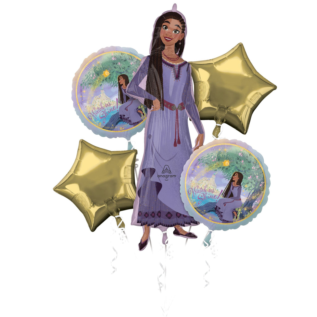 Disney Wish Metallic Balloon Bouquet, 5-Piece Set