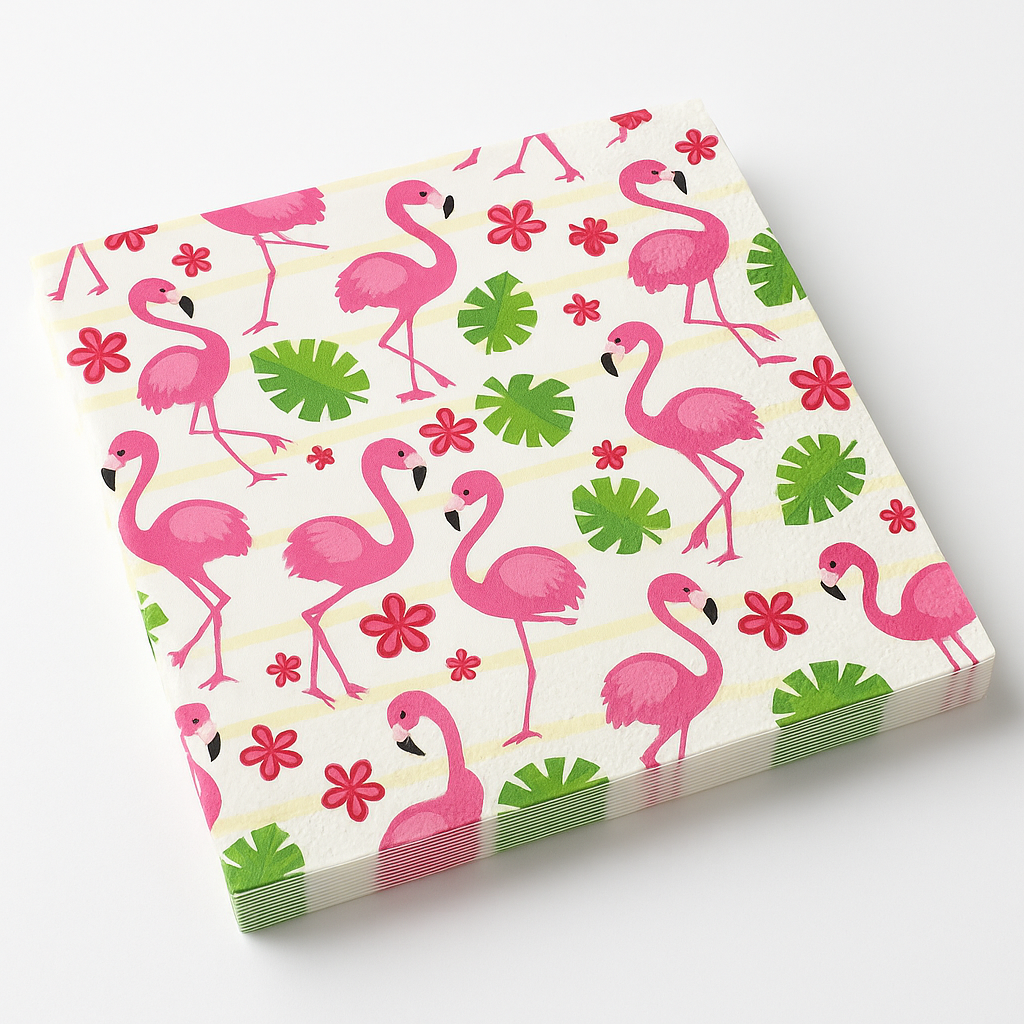 Tropical Flamingo Beverage Napkins - 5 In. X 5 In.