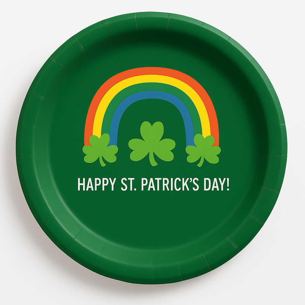 St. Patrick's Day Shamrock Paper Plates - 8.5" Round