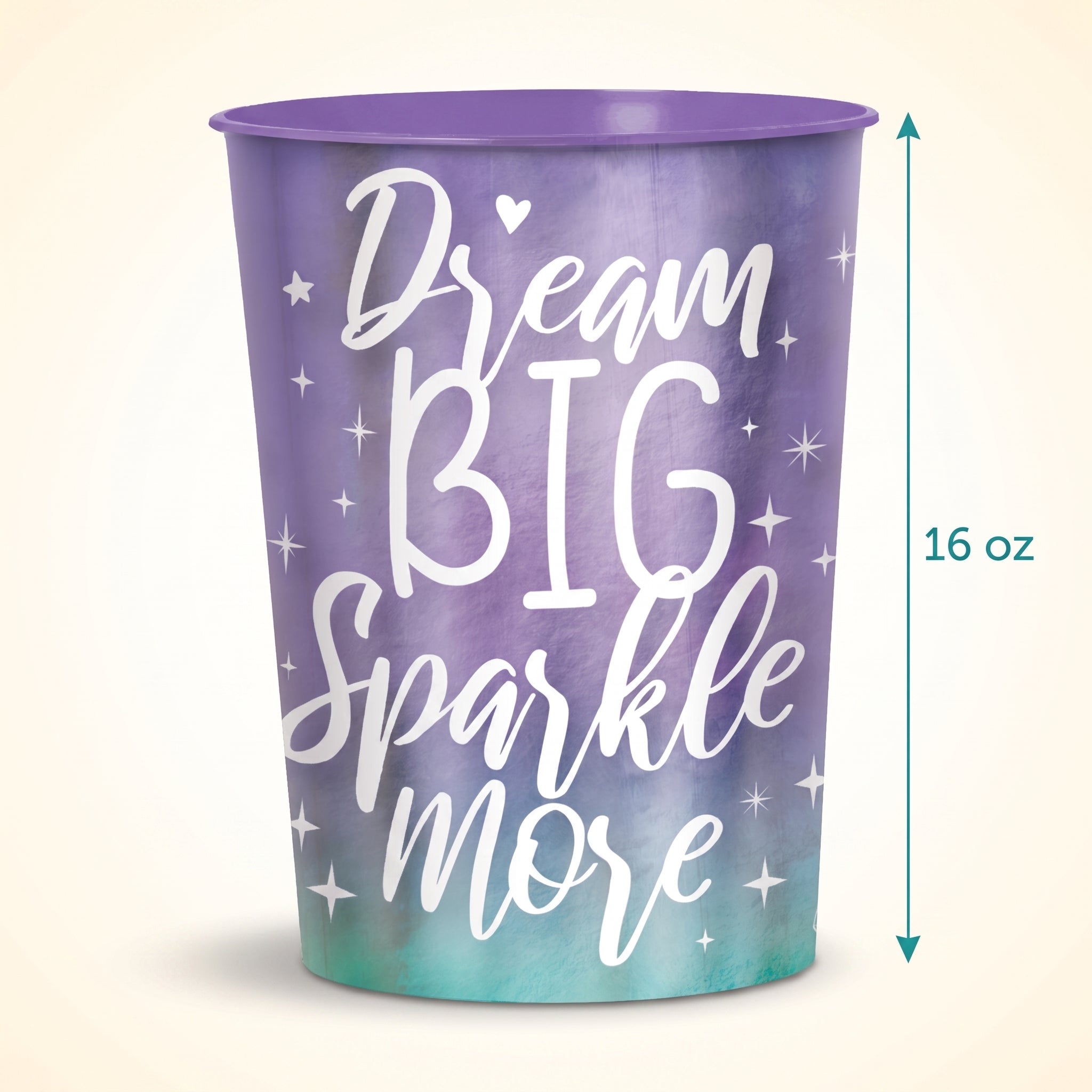 Sparkle "Dream Big Sparkle More" Reusable Favor Cup - 16 oz
