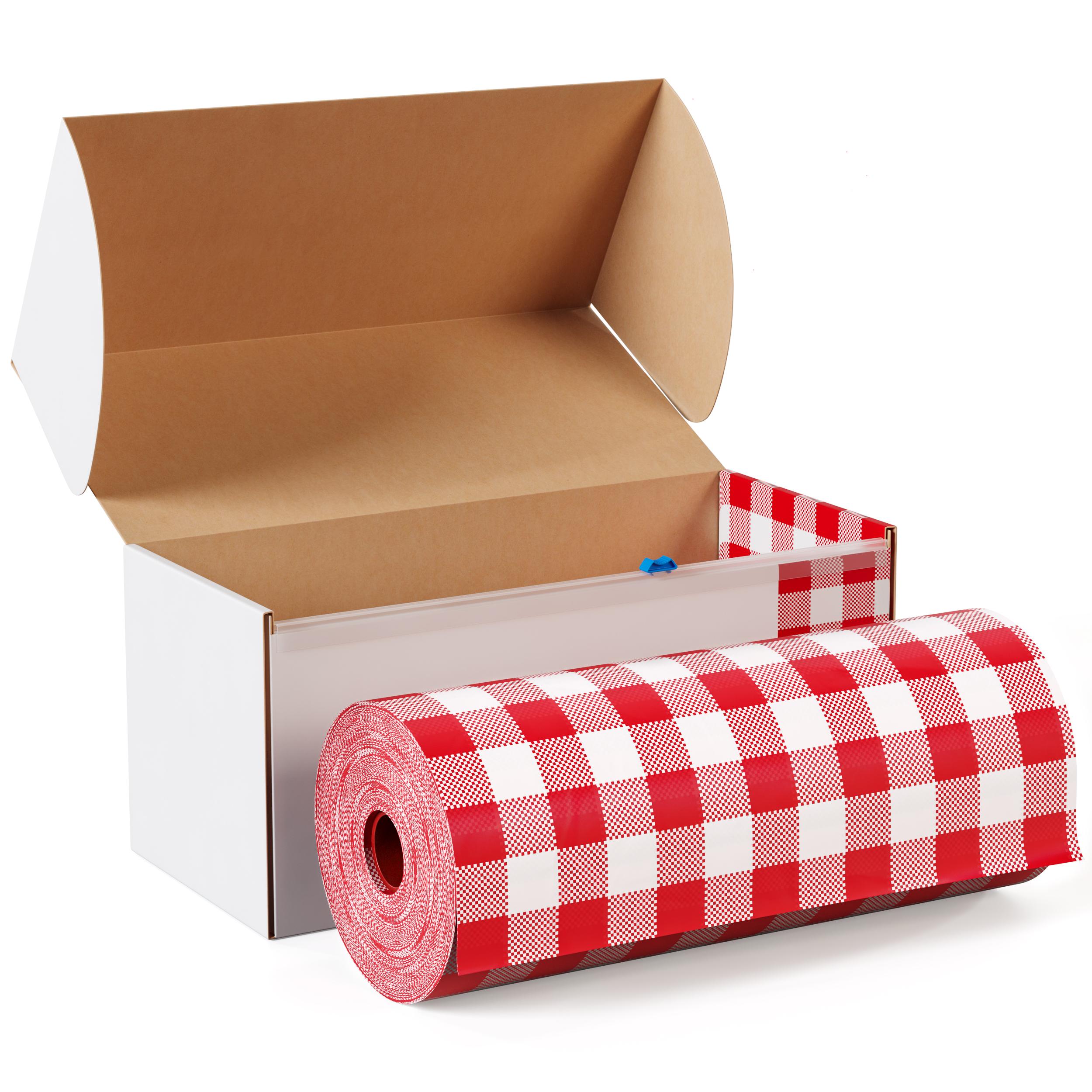 54 In. x 100 Ft. Cut to Size Plastic Table Cover  | Red Gingham | Case of 6