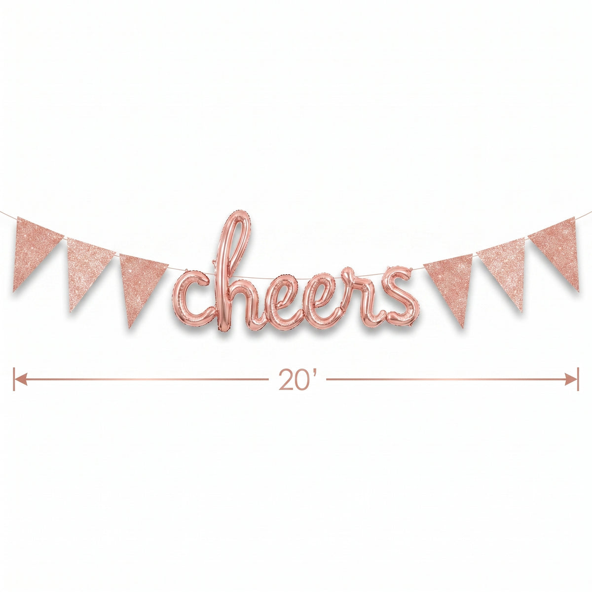 Rose Gold Sparkle Pennant Banner - 20 ft DIY Garland