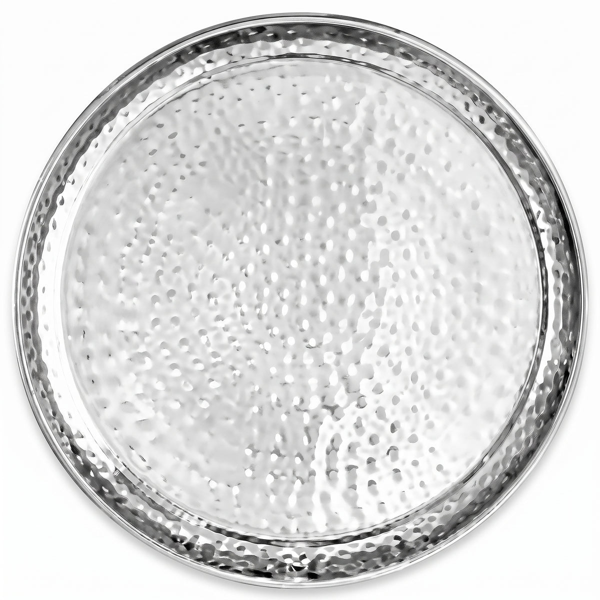 Premium 15.5" Hammered Silver Stainless Steel Tray