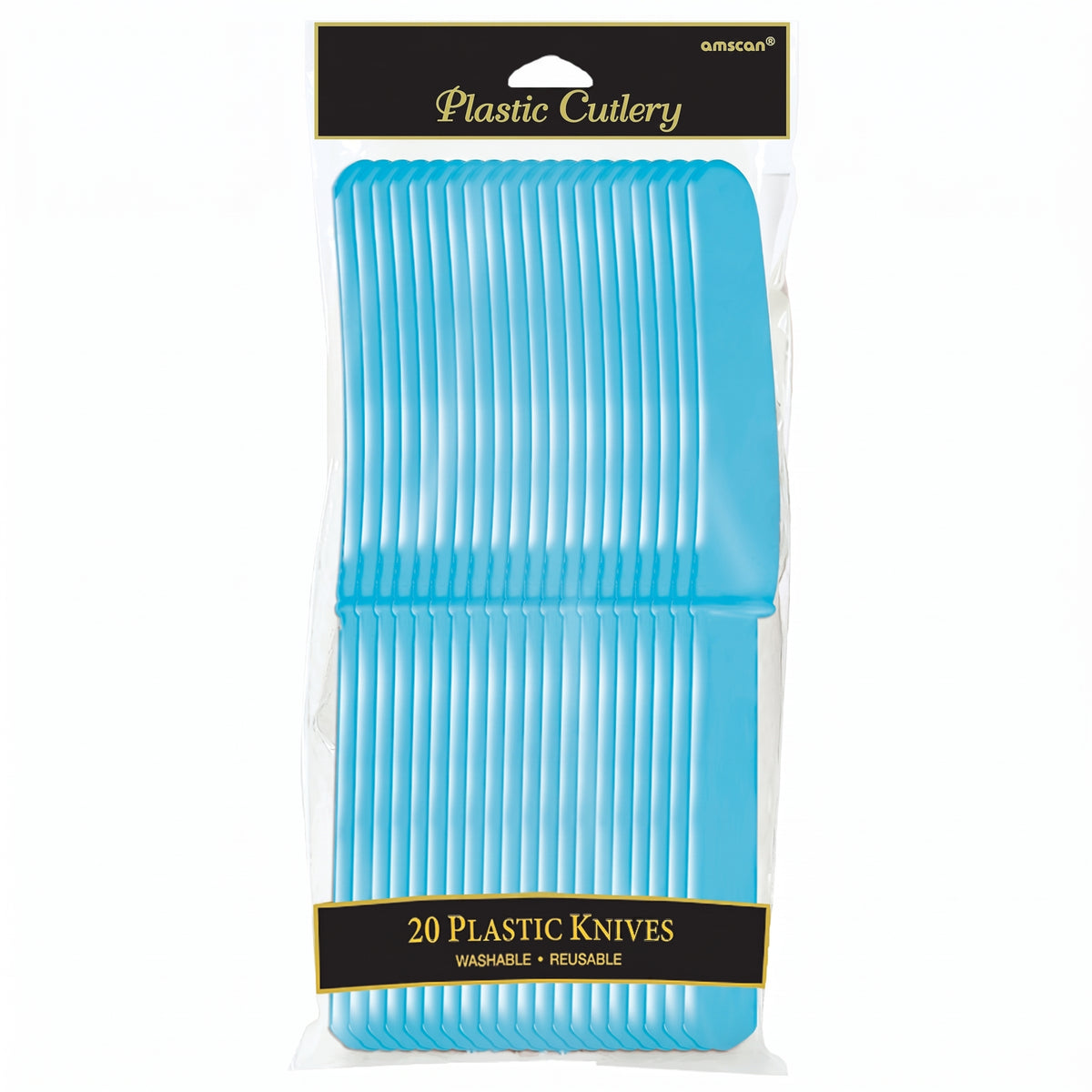 Caribbean Blue Plastic Knives - Pack of 20 - 7.5 in.